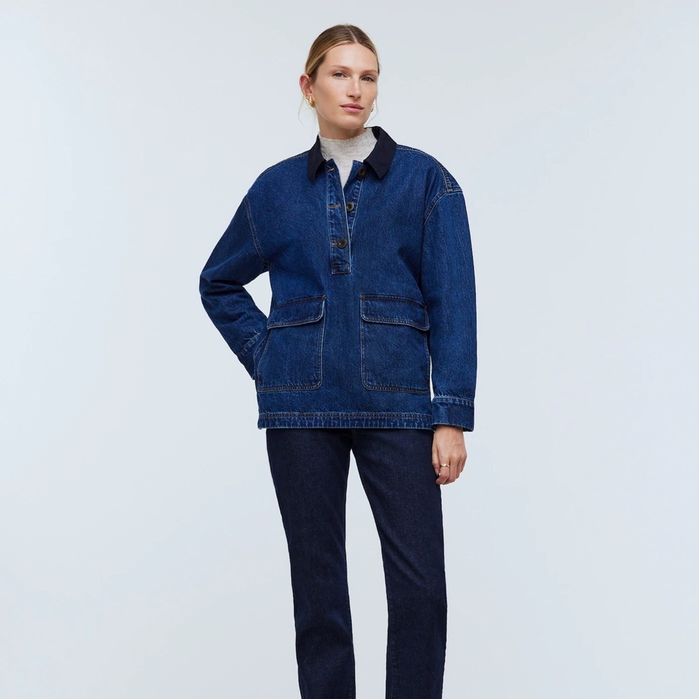 Madewell | Denim Oversized Pullover Jacket in Willmont Wash - Picture 2 of 7